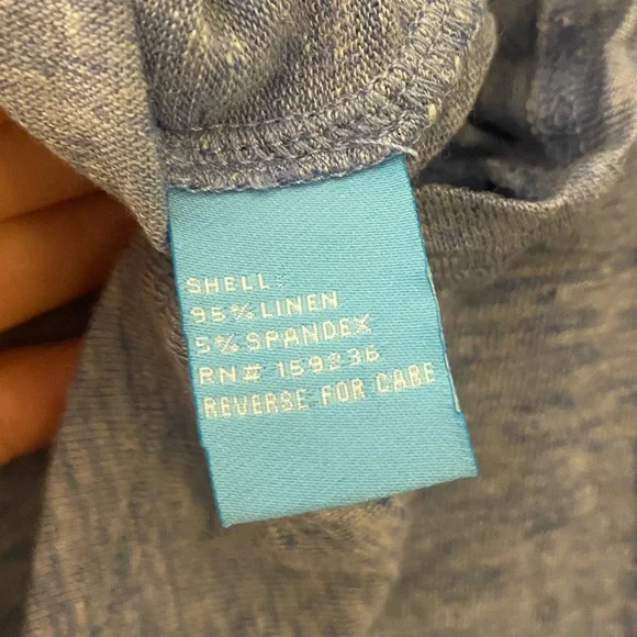 J McLaughlin Brynn Linen Button Down Top Heathered Blue 3/4 Sleeve Size XL D44 - Picture 7 of 8